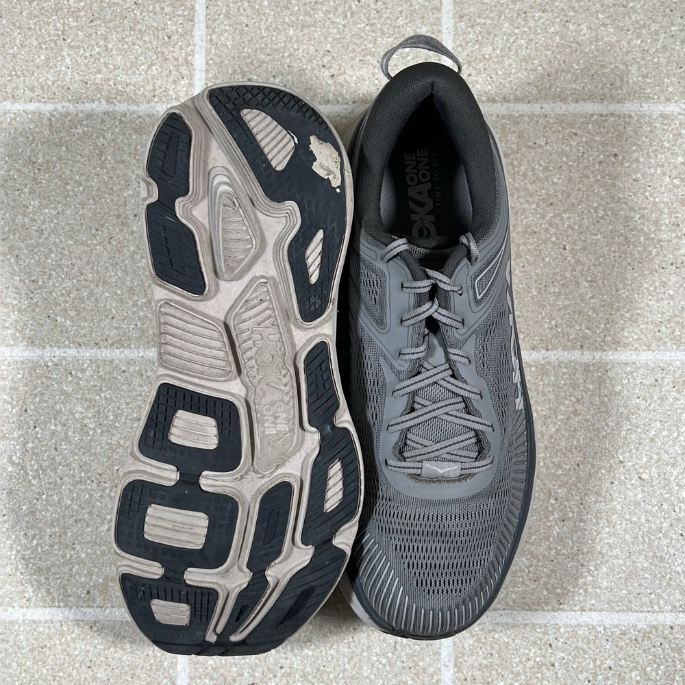 Hoka One One Mens Size 10.5 Bondi 7 Grey Gym Running Shoes Walking Sneakers - Picture 5 of 8